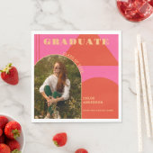 Retro Arch Pink & Orange Foto Abschluss Serviette (Beispiel)