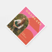 Retro Arch Pink & Orange Foto Abschluss Serviette (Ecke)