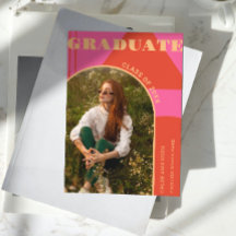 Retro Arch Pink & Orange Foto Grad Ankündigung