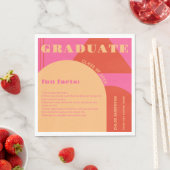 Retro Arch Pink & Orange Fun Fakten Abschluss Serviette (Beispiel)