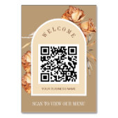 Retro Arch Rose QR Code ScanToView Menu Card Tischnummer (Vorderseite)
