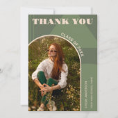 Retro Arch Sage Green 2 Foto Abschluss Dankeskarte (Vorderseite)