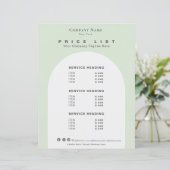 Retro Arch Sage Green Beauty Service Price List (Stehend Vorderseite)