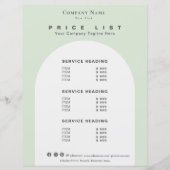 Retro Arch Sage Green Beauty Service Price List (Vorderseite)