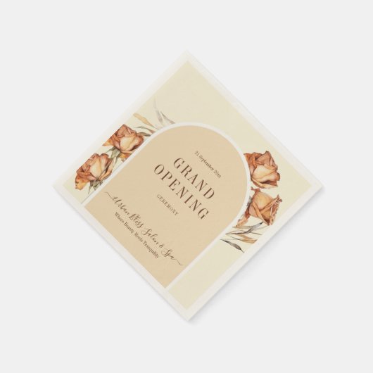 Retro Arch Script Grand Opening Zeremonie Serviette (Ecke)