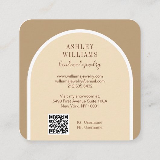 Retro Arch Script Rose Juwelier Display Quadratische Visitenkarte (Rückseite)