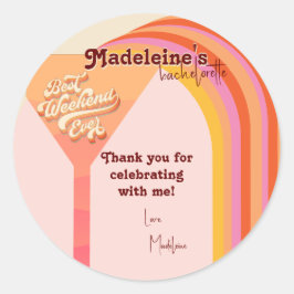 Retro Arch Vintag Sunset Abstrakt Bachelorette Runder Aufkleber