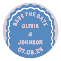 Retro Arch Wedding Date Save the Date blau
