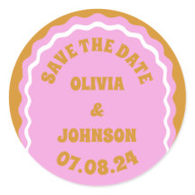 Retro Arch Wedding Date Save the Date gelb