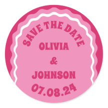 Retro Arch Wedding Date Save the Date Magenta