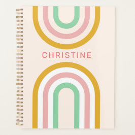 Retro Arched Stripes Pastel Pink Minimal Planer