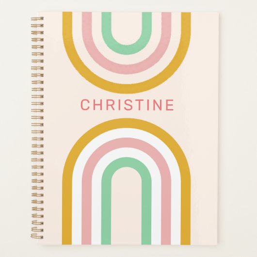 Retro Arched Stripes Pastel Pink Minimal Planer (Vorderseite)