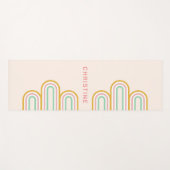 Retro Arched Stripes Pastel Pink Minimal Yogamatte (Vorderseite (Horizontal))