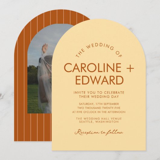 Retro Arched Wedding Einladung (Vorne/Hinten)