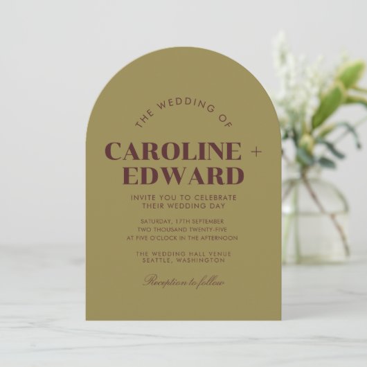 Retro Arched Wedding Einladung (Stehend Vorderseite)