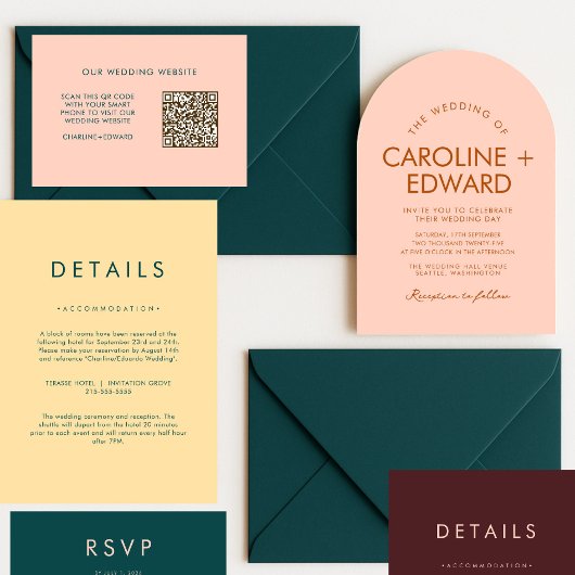 Retro Arched Wedding Einladung