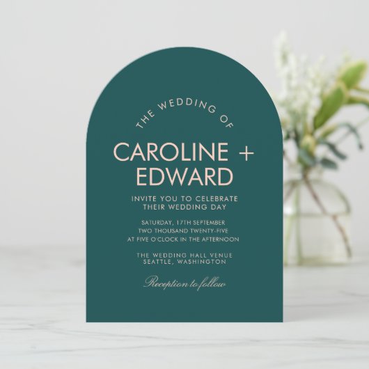 Retro Arched Wedding Einladung (Stehend Vorderseite)
