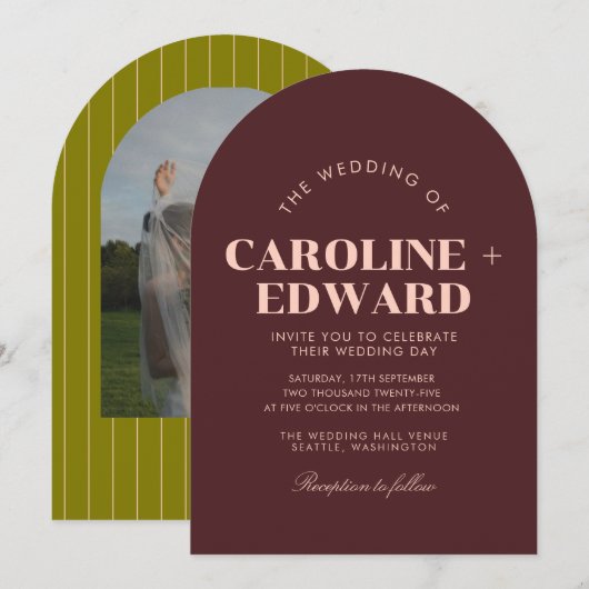 Retro Arched Wedding Einladung (Vorne/Hinten)