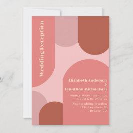 Retro Arches Coral Pink Hochzeitsempfang Einladung