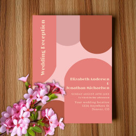 Retro Arches Coral Pink Hochzeitsempfang Einladung