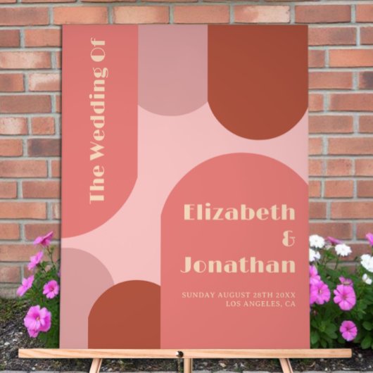 Retro Arches Coral Pink Wedding Acrylschild
