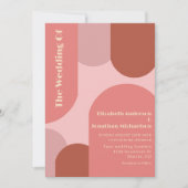 Retro Arches Coral Pink Wedding Einladung (Vorderseite)