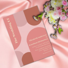 Retro Arches Coral Pink Wedding Einladung