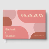 Retro Arches Coral Pink Wedding Gästebuch (Vorderseite)