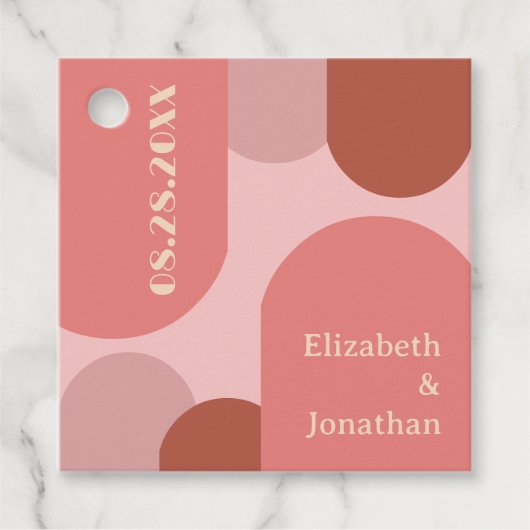 Retro Arches Coral Pink Wedding Geschenkanhänger (Vorderseite)