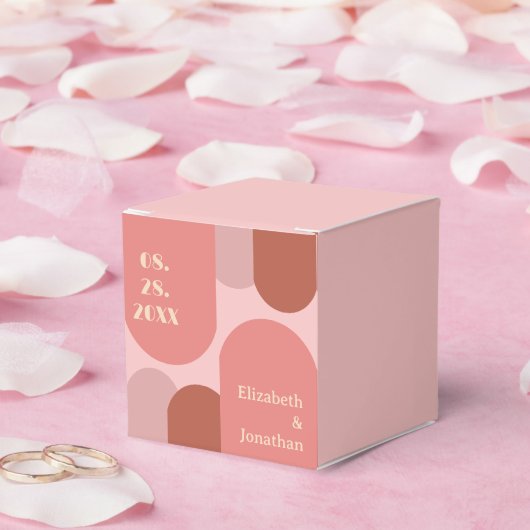 Retro Arches Coral Pink Wedding Geschenkschachtel (Hochzeit)