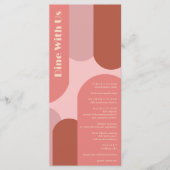 Retro Arches Coral Pink Wedding Menükarte (Vorderseite)