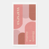 Retro Arches Coral Pink Wedding Napkins Serviette (Vorderseite)