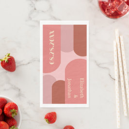 Retro Arches Coral Pink Wedding Napkins Serviette