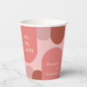 Retro Arches Coral Pink Wedding Pappbecher (Vorderseite)