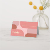 Retro Arches Coral Pink Wedding Platzkarte (Vorderseite)