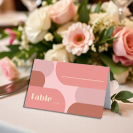 Retro Arches Coral Pink Wedding Platzkarte
