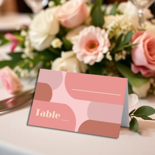 Retro Arches Coral Pink Wedding Platzkarte
