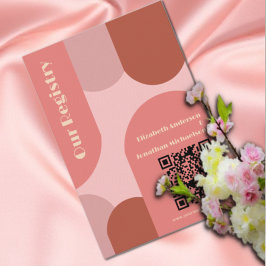 Retro Arches Coral Pink Wedding Registry Begleitkarte