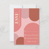 Retro Arches Coral Pink Wedding RSVP Karte (Vorderseite)