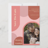 Retro Arches Coral Pink Wedding Save The Date (Vorderseite)