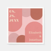 Retro Arches Coral Pink Wedding Serviette (Vorderseite)