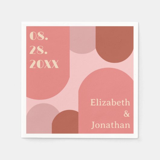 Retro Arches Coral Pink Wedding Serviette (Vorderseite)