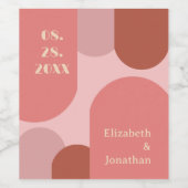 Retro Arches Coral Pink Wedding Weinetikett (Einzelnes Label)