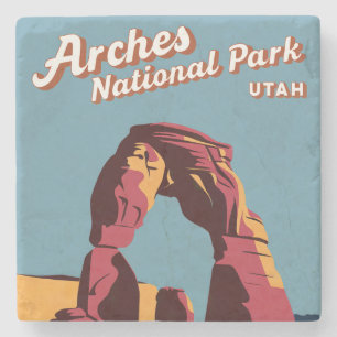 Retro Arches National Park Utah Illustration Steinuntersetzer