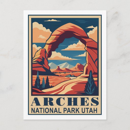 Retro Arches Nationalpark Postkarte (Vorderseite)