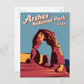 Retro Arches Nationalpark Utah Illustration Feiertagspostkarte (Vorne/Hinten)