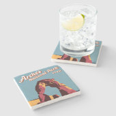 Retro Arches Nationalpark Utah Illustration Steinuntersetzer (Seitenansicht)