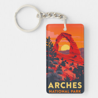 Retro Arches Nationalpark Vintage 70er Schlüsselanhänger