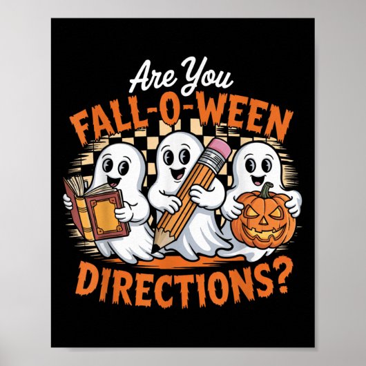 Retro Are You Fall O Ween Directions Ghost Hallowe Poster (Vorne)