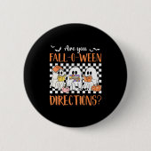 Retro Are You Fall O Ween Directions Teacher Hallo Button (Vorderseite)